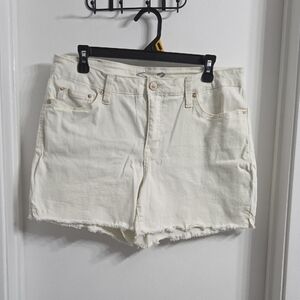 Seven7 Cream Jean Shorts with Raw Hem